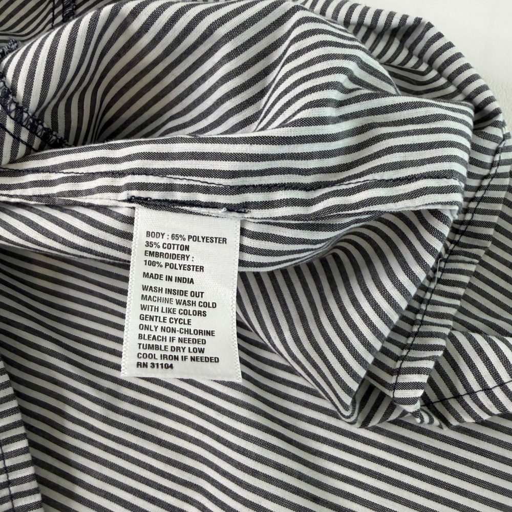 Crown & Ivy Button Down Top Women 1X Black White Striped Embroidered Boho Bell - Picture 7 of 9